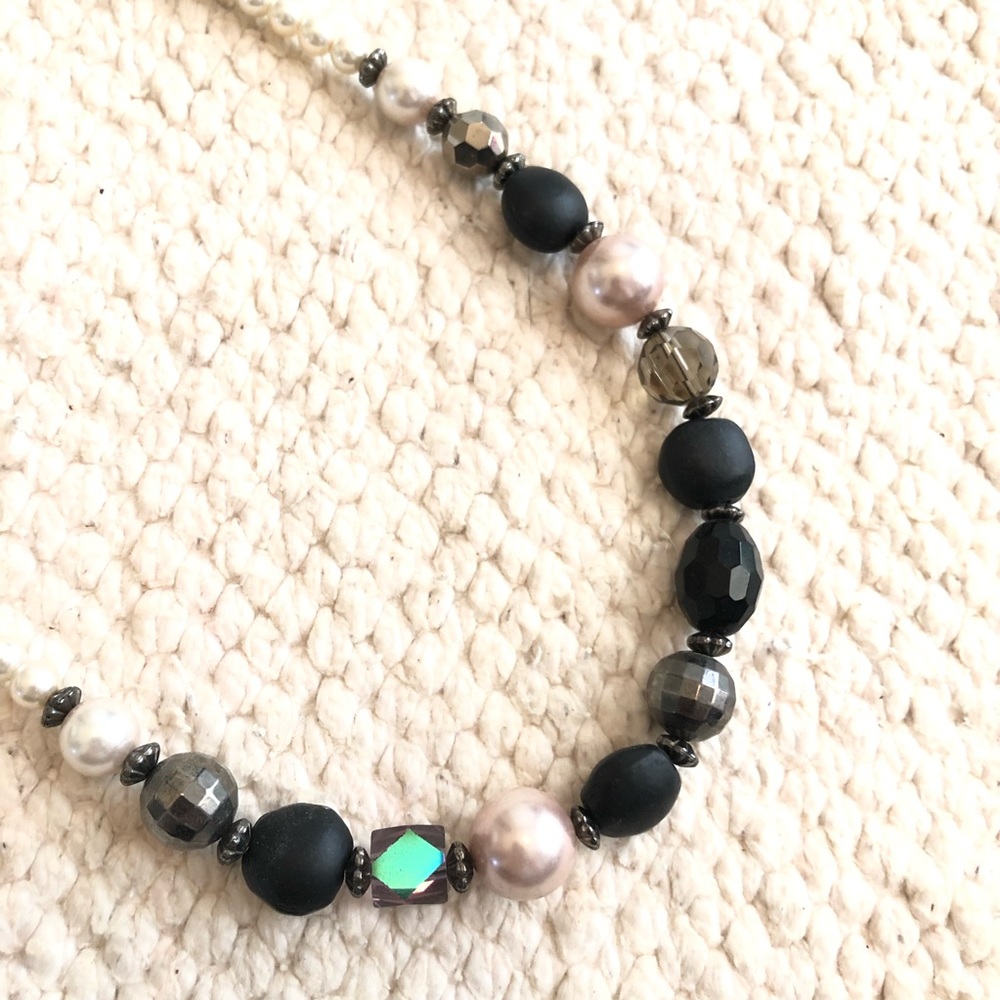 2/$5 SALE Black & Pearl Statement Necklace